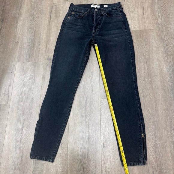 Re/Done Women's Jeans Originals High Rise Ankle Zip 90's in Worn Black Size 25 - Picture 4 of 9
